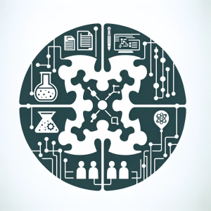 DALL·E 2024-01-24 17.27.43 - A simple and clean academic image representing combinatorial press in sciences, computer science, and social sciences. The image features a minimalist
